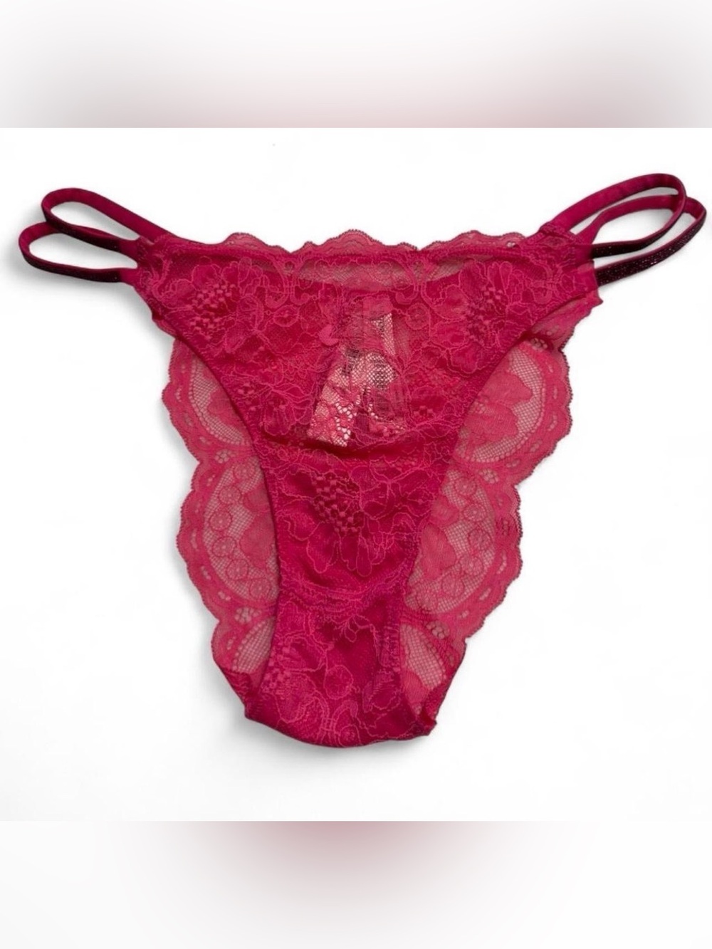 NWT- Victoria's Secret Lace Strappy Thong - Deep Pink